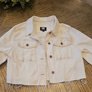 Frye Cropped Off White Denim Jacket Size S